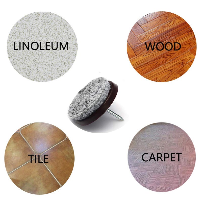 Furnigear Nail on Felt Pads Furnigear Furniture Pads Nail- Floor Protectors for Furniture Legs 24Pack Chair Felt Pads for Hardwood Floors(1-1/2"",Gray) - Image 5